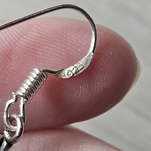 Vintage 925 Malachite Earrings - Picture 2 of 6